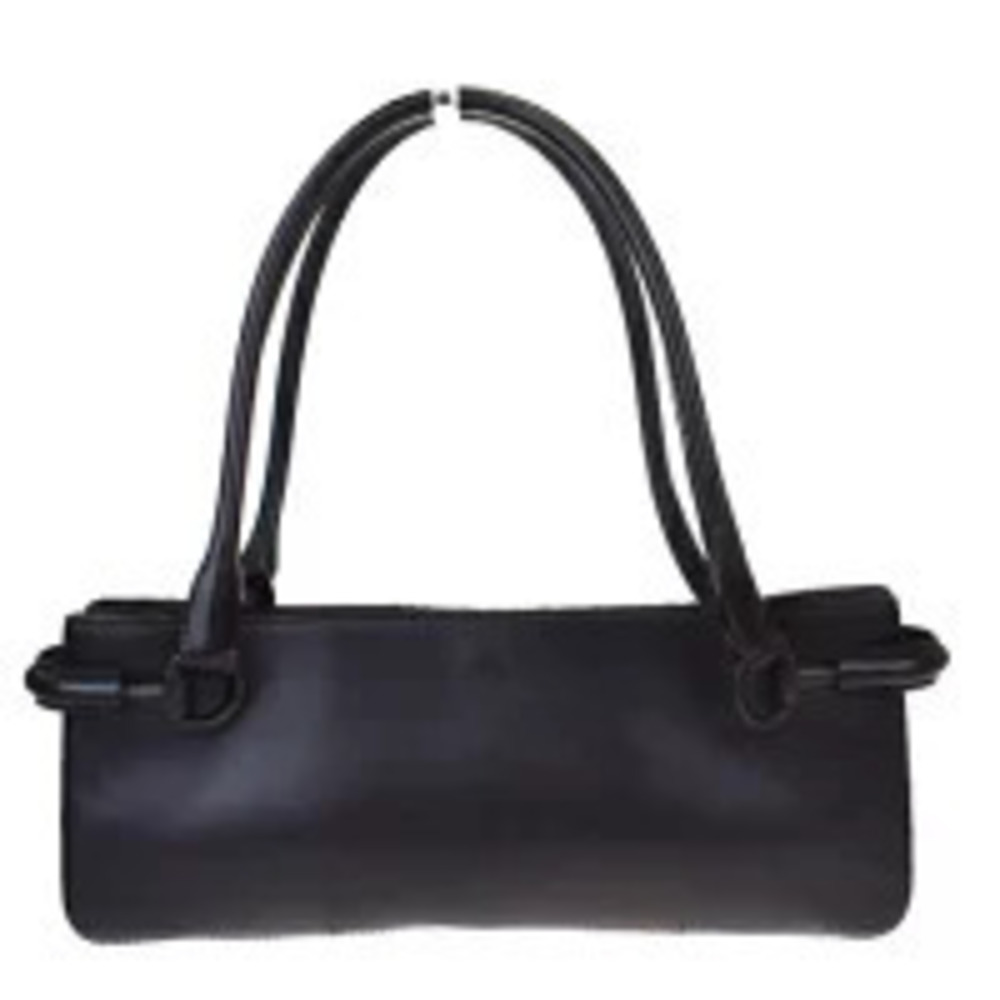 Gucci black leather baguette shoulder bag sleek silhouette rolled leather